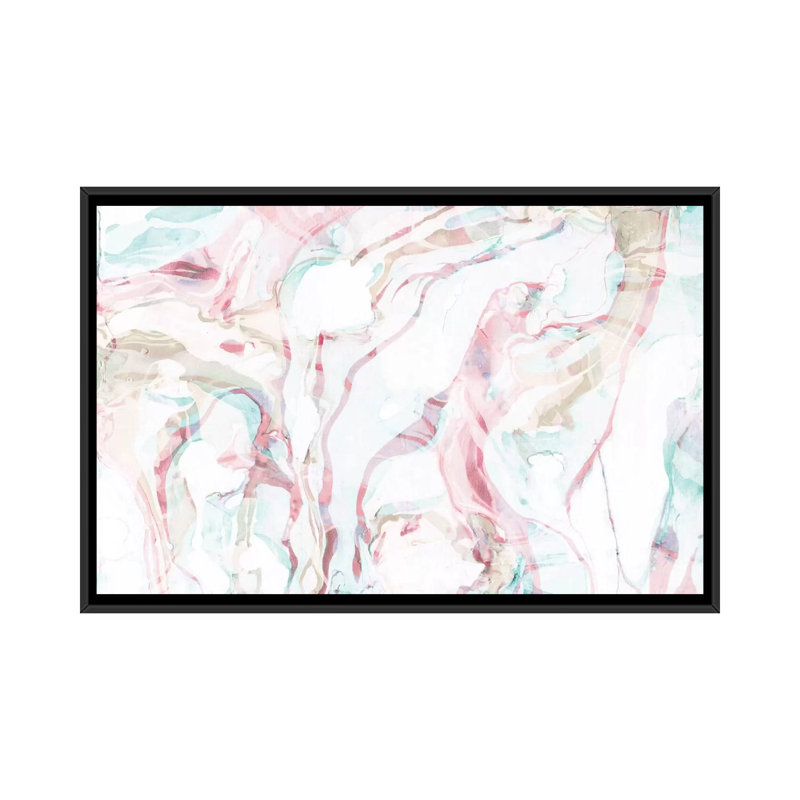 «Pink Marble», reproduction d'impression sur toile tendue, H 18 po x l 26 po x P 1,5 po, Toile avec cadre noir, Pas de tapis