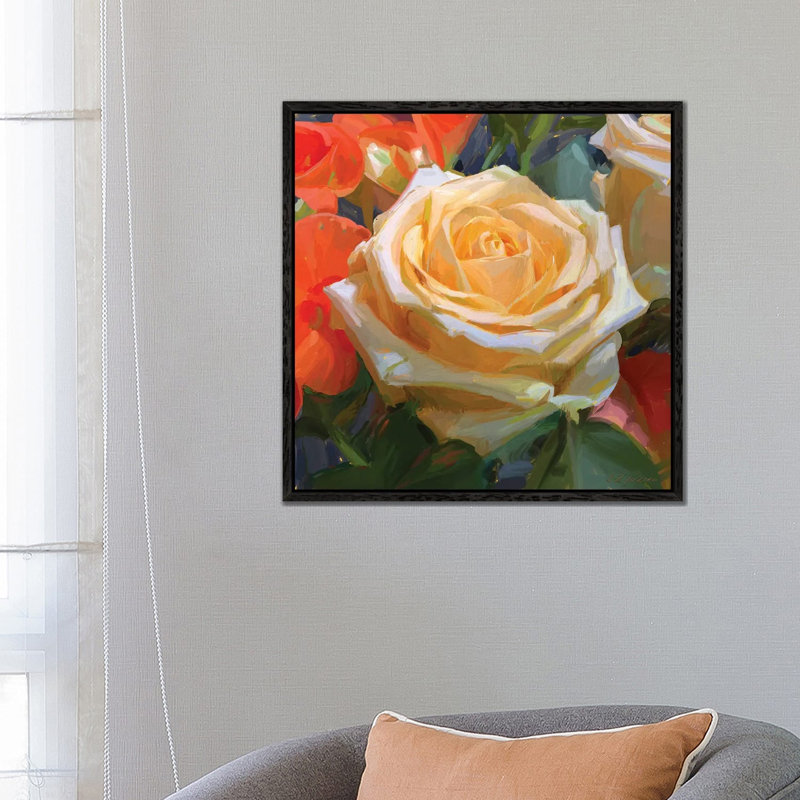 Rose 1 Piece Wall Art on Canvas, 66.04 cm H x 66.04 cm W, Black Framed
