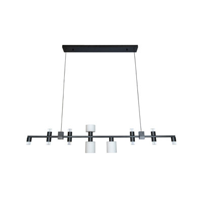 13-Light Black LED Chandelier With Glass Shades