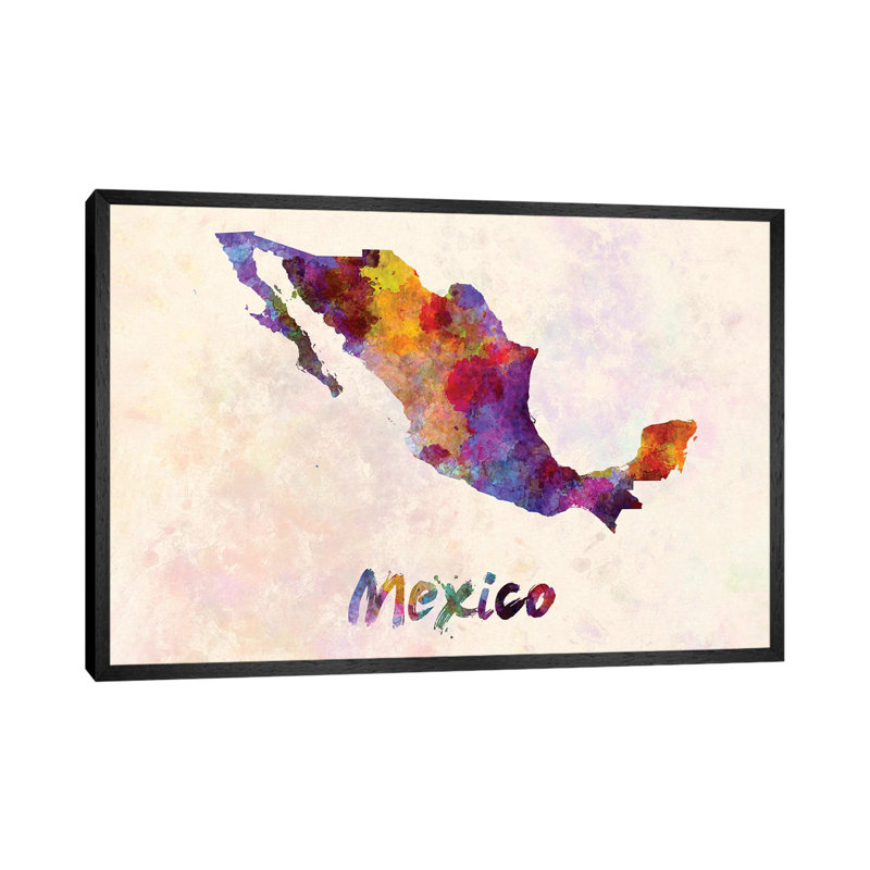Mexico In Watercolor by Paul Rommer - Floater Frame Gallery-Wrapped Canvas Giclée on Canvas, Black , 101.6 cm H x 66.04 cm W