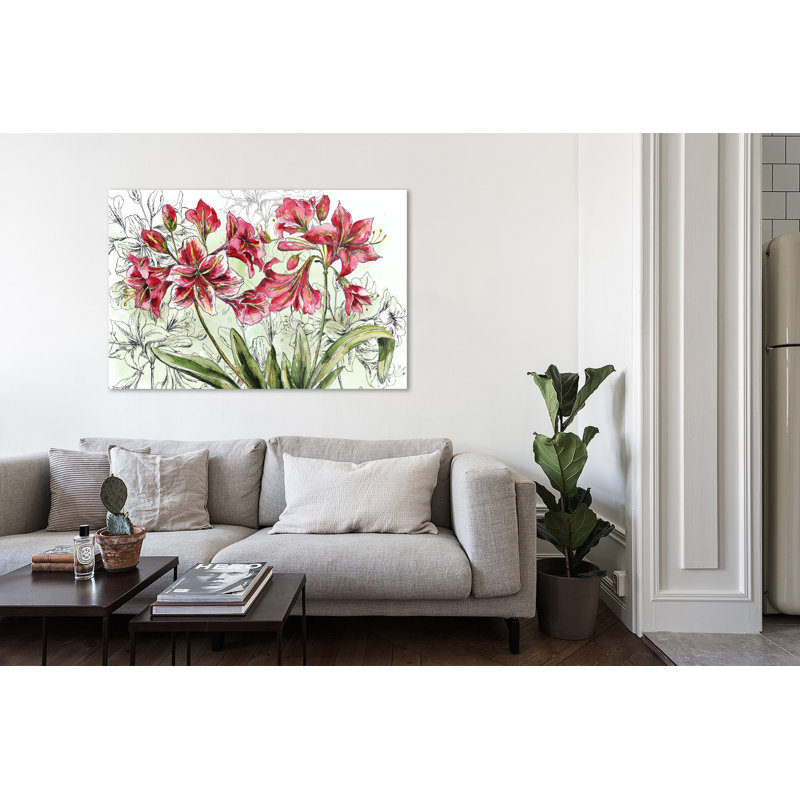 Christmas Amarillys - Wrapped Canvas Painting, 40.6 cm H x 61 cm W