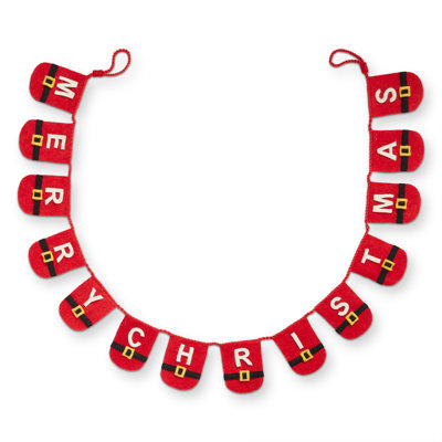 Santa Wool Felt Garland Red Christmas