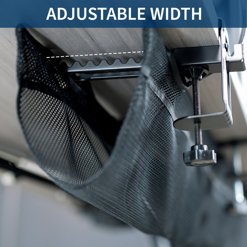 Black Mesh 44" Clamp-On Under Desk Cable Management Net