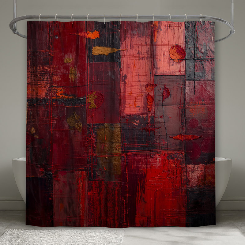 Rideaux de douche texturés rouges très longs, L 70 po x H 84 po