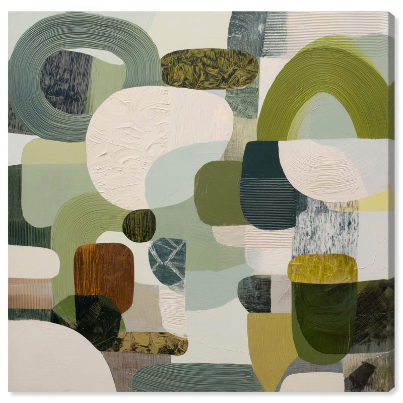 Art mural moderne, impression sur toile, art géométrique vert, H 24 po x l 24 po, Toile tendue avec châssis