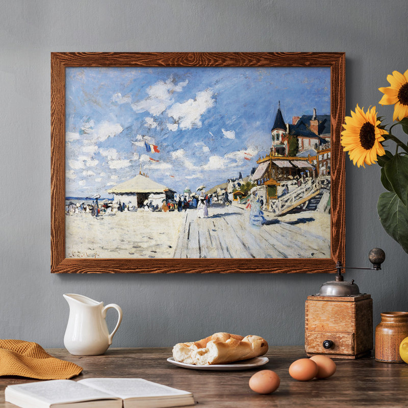 «The Boardwalk On The Beach At Trouville», 1870, reproduction d'art sur toile, Érable, H 28 po x l 42 po x P 1,5 po