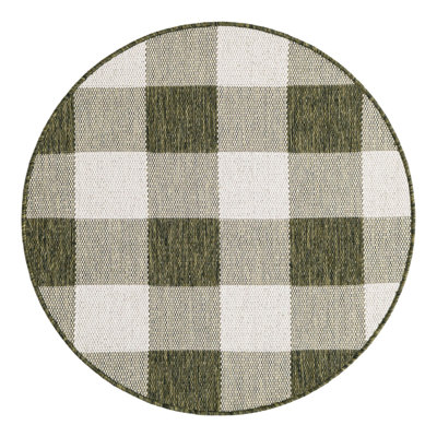 Tereon Checkered Machine Made Power Loom Polypropylene Plastic Indoor/Outdoor Area Rug in Green