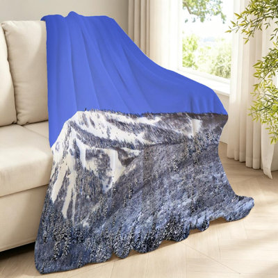 Blue Ultra Soft Flannel Fleece Throw Blanket,Dawn Light Ski Deer Valley Single-Sided Print