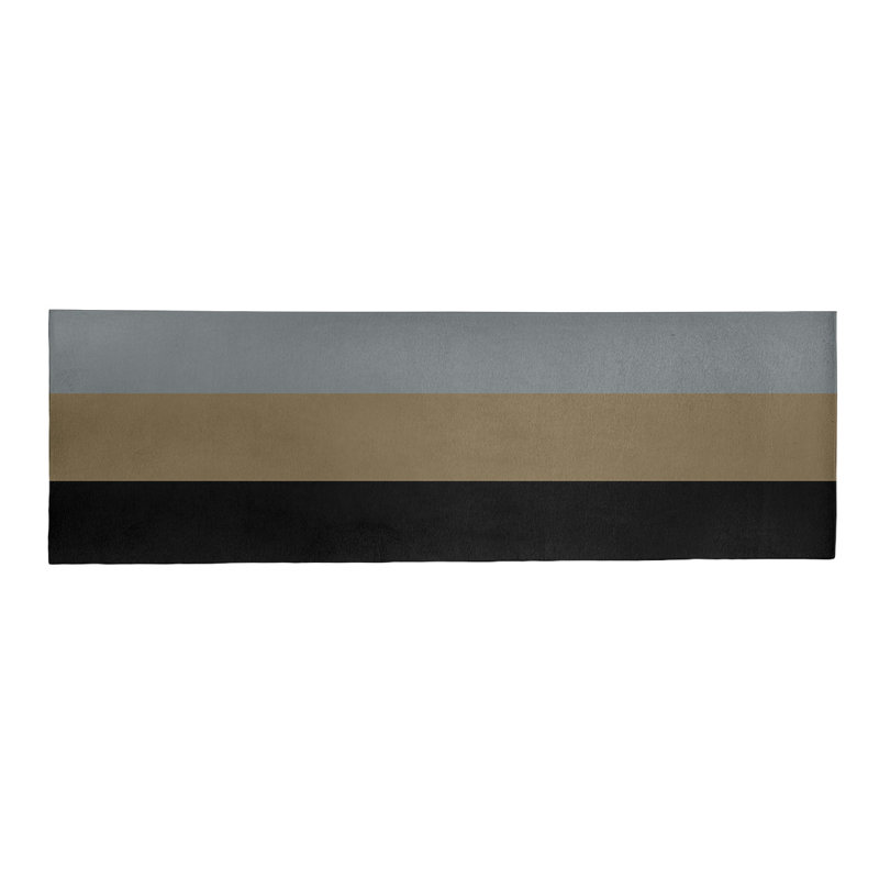 Tapis noir à rayures de hockey national, Tapis de couloir 2 pi 6 po x 8 pi