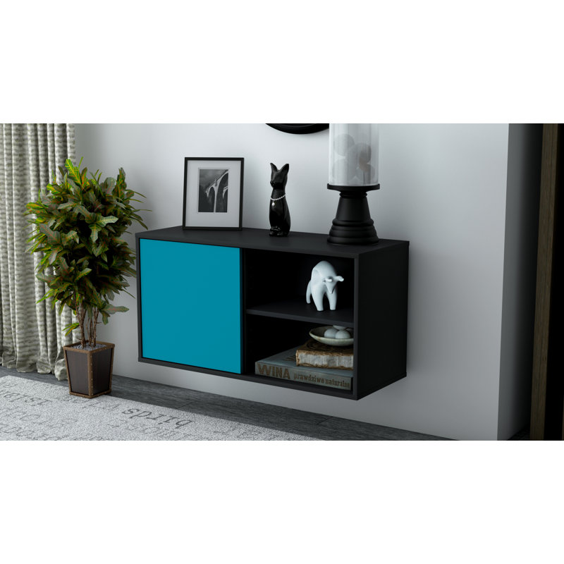 Hardwicke Unfinished Floating TV Stand, Turquoise