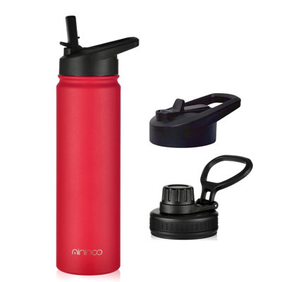24 oz Insulated Water Bottle with Straw Lid, Stainless Steel Double Wall Vacuum, Leak Proof, BPA Free