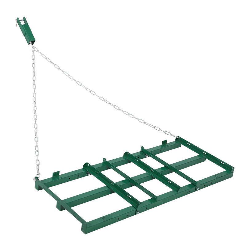Remorque lourde 4 pi derrière la niveleuse - barres réglables et chaîne 72 po, allée et andaineur pour VTT / UTV / tracteur / tondeuse, outil de nivellement pour pelouse et cour, couleur verte