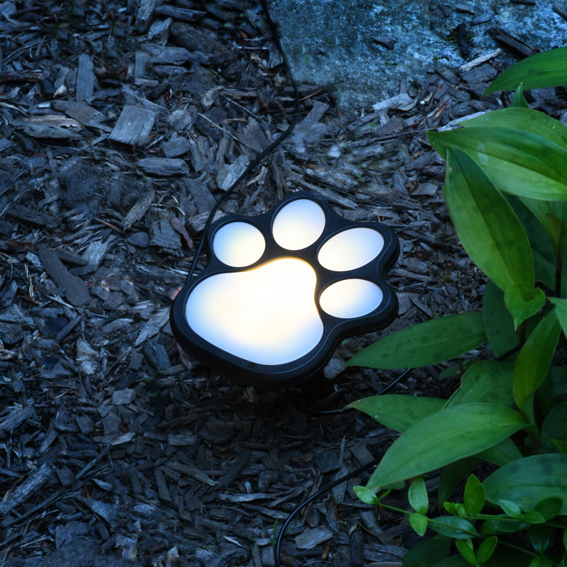 Solar Powered Black Paw Print Pathway Lights Set of 4