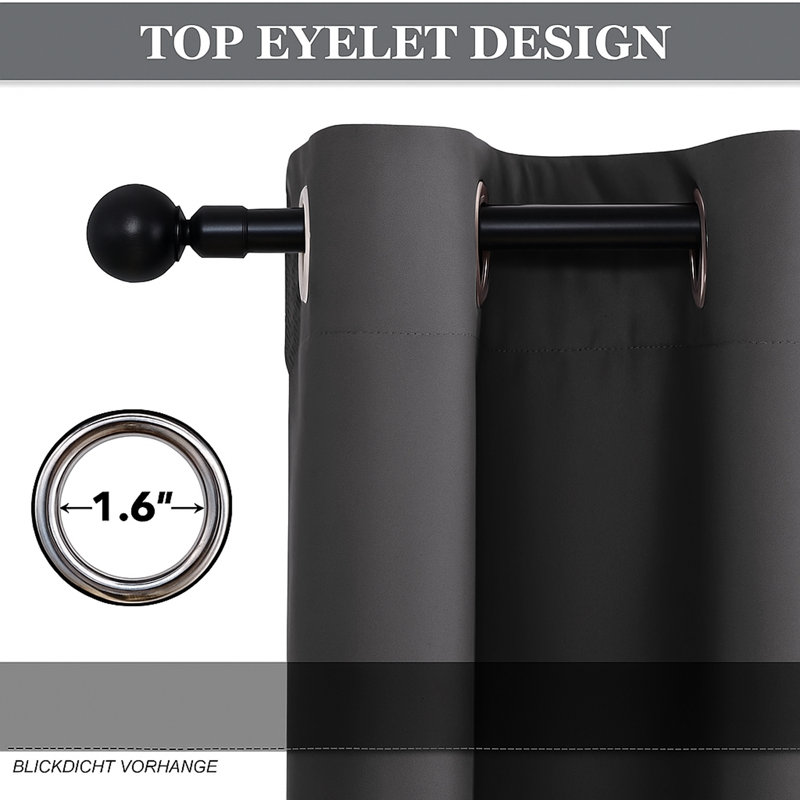 Kalynn 100% Blackout Eyelet Semi Sheer Synthetic Window Curtain Pair, 168 W x 183 D cm, Dark Grey