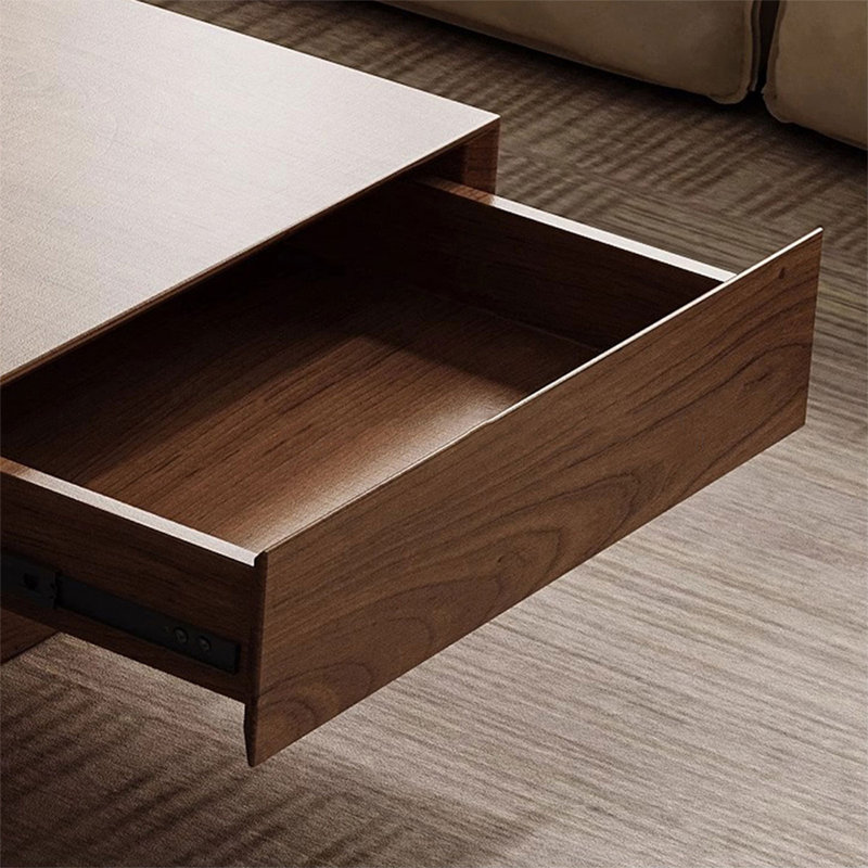 Table basse carrée en noyer manufacturé, H 11,81 po x L 39,37 po x l 39,37 po