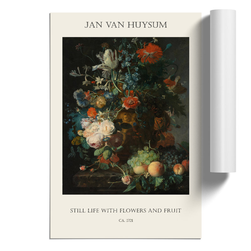 Still Life with Flowers and Fruit Print by Jan van Huysum - Frameless Print, 42cm H x 30cm W x 0.1cm D