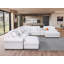 Grand canapé d'angle en tissu réversible avec deux repose-pieds, console de rangement avec porte-gobelets et ports de chargement-994107123