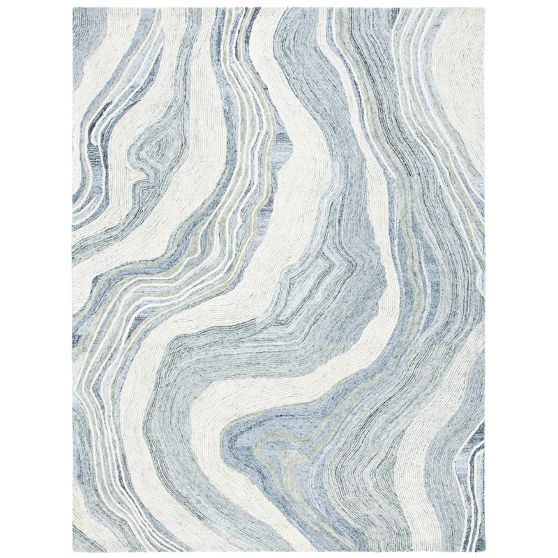 Kring Hand Tufted New Zealand Wool Abstract Rug, Rectangle 9' x 12'