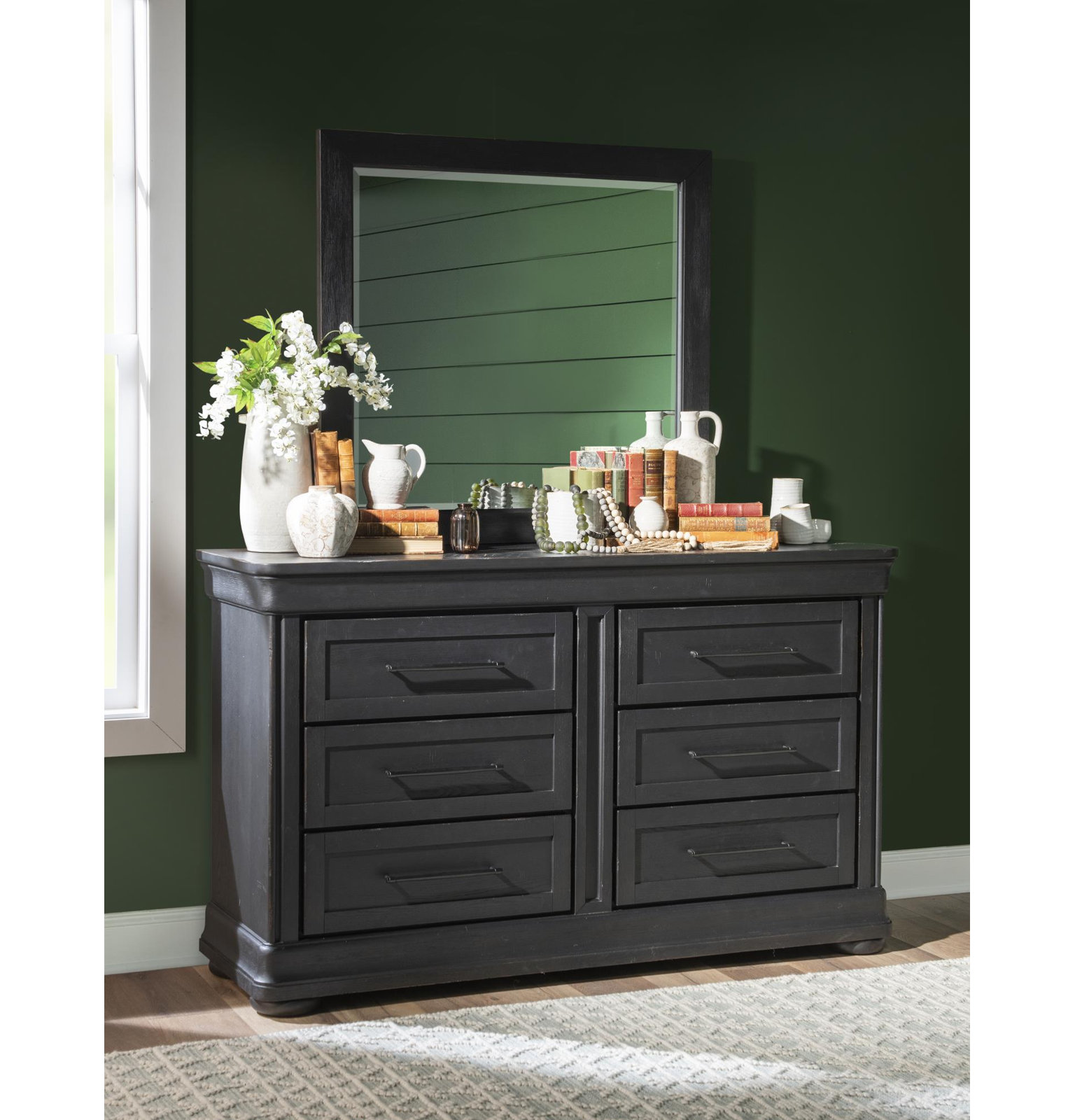 Country Living 66" Oak Dresser, Black