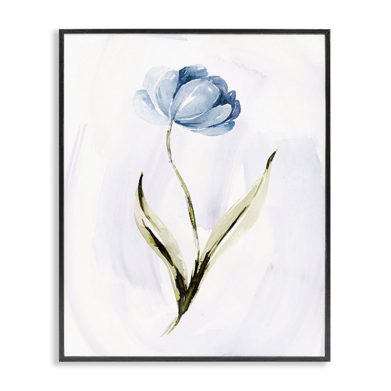 Art giclée à pétales bleus, design par Kristen Brockmon, H 30 po x l 24 po, Giclée encadrée noir minuit