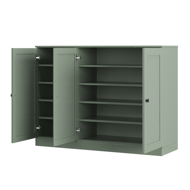 Armoire à chaussures 100% en bois massif avec portes Shaker, tablettes réglables, rangement modulaire pour vestibule, l 48,5 po x H 35,75 po