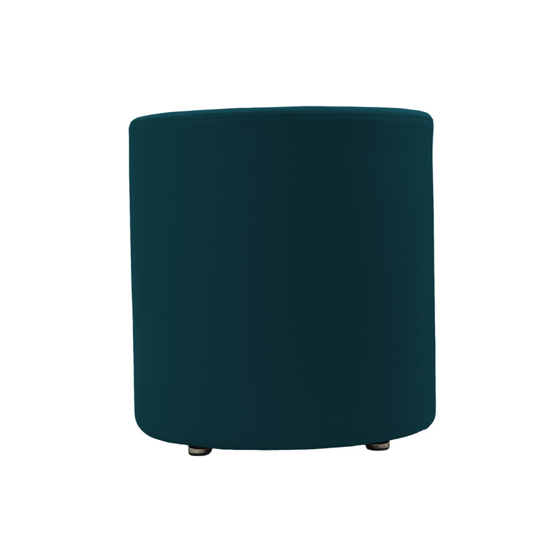 18 inch Round Everyday Two-Texture Microfiber + Vinyl Ottoman, 19 inch Height, Teal