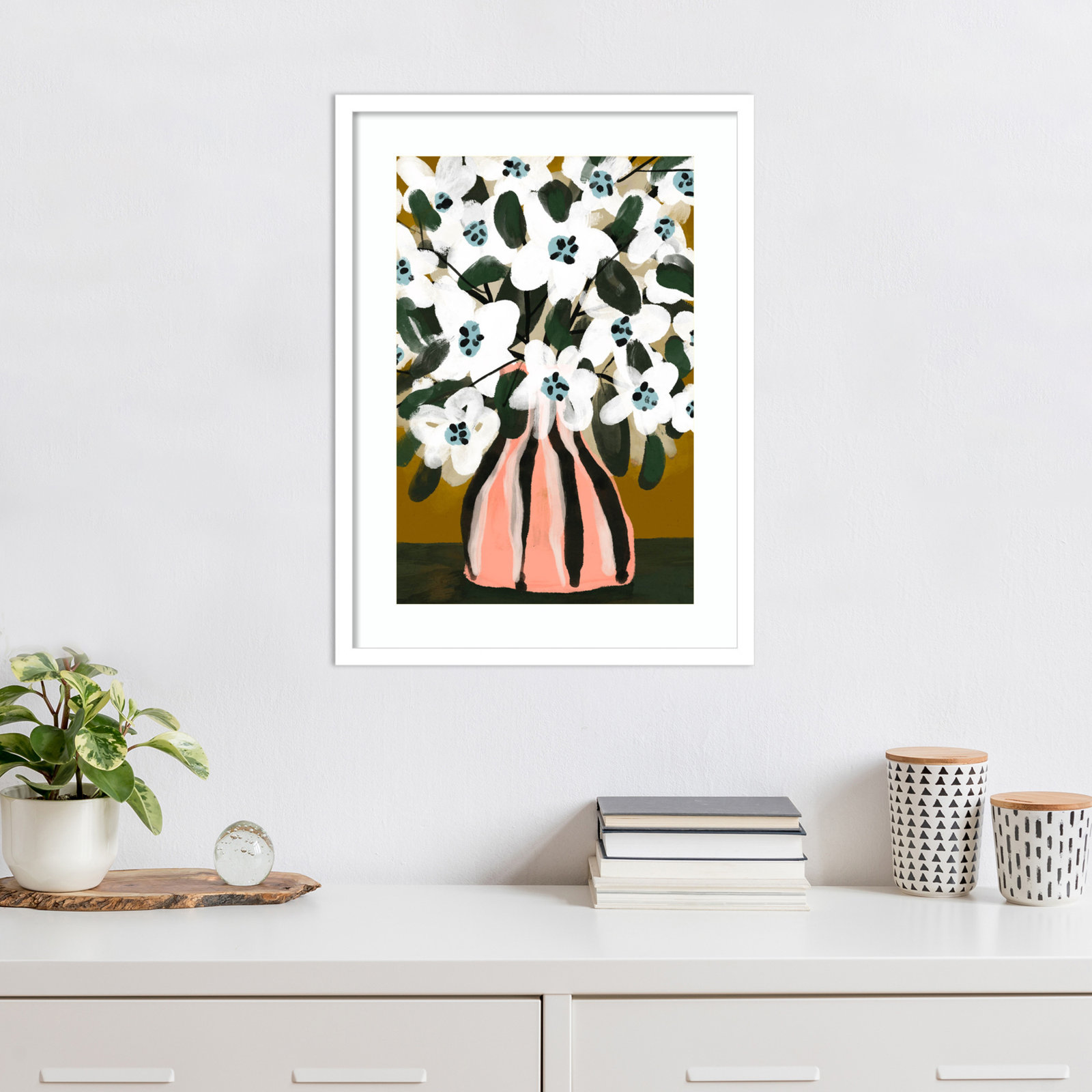 Galya "Pastel Flower Impression No. 9" Print, White, 25" H x 19" W