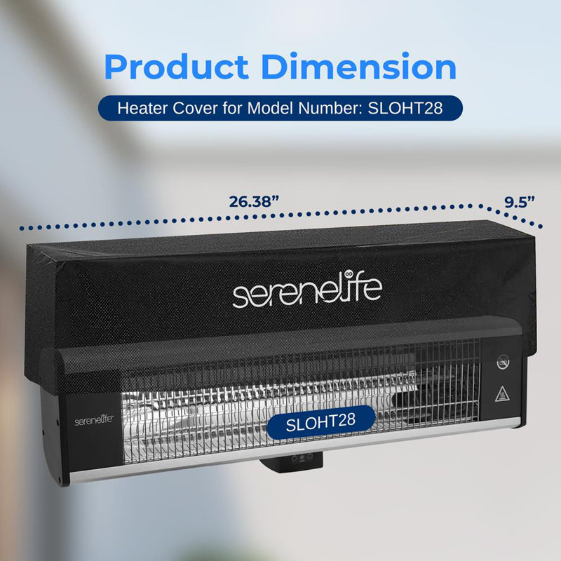 Serenelife Patio Heater Cover Bag - Heavy-Duty Stand-Up Patio Heater Cover For Model Number: SLOHT28 (Black)