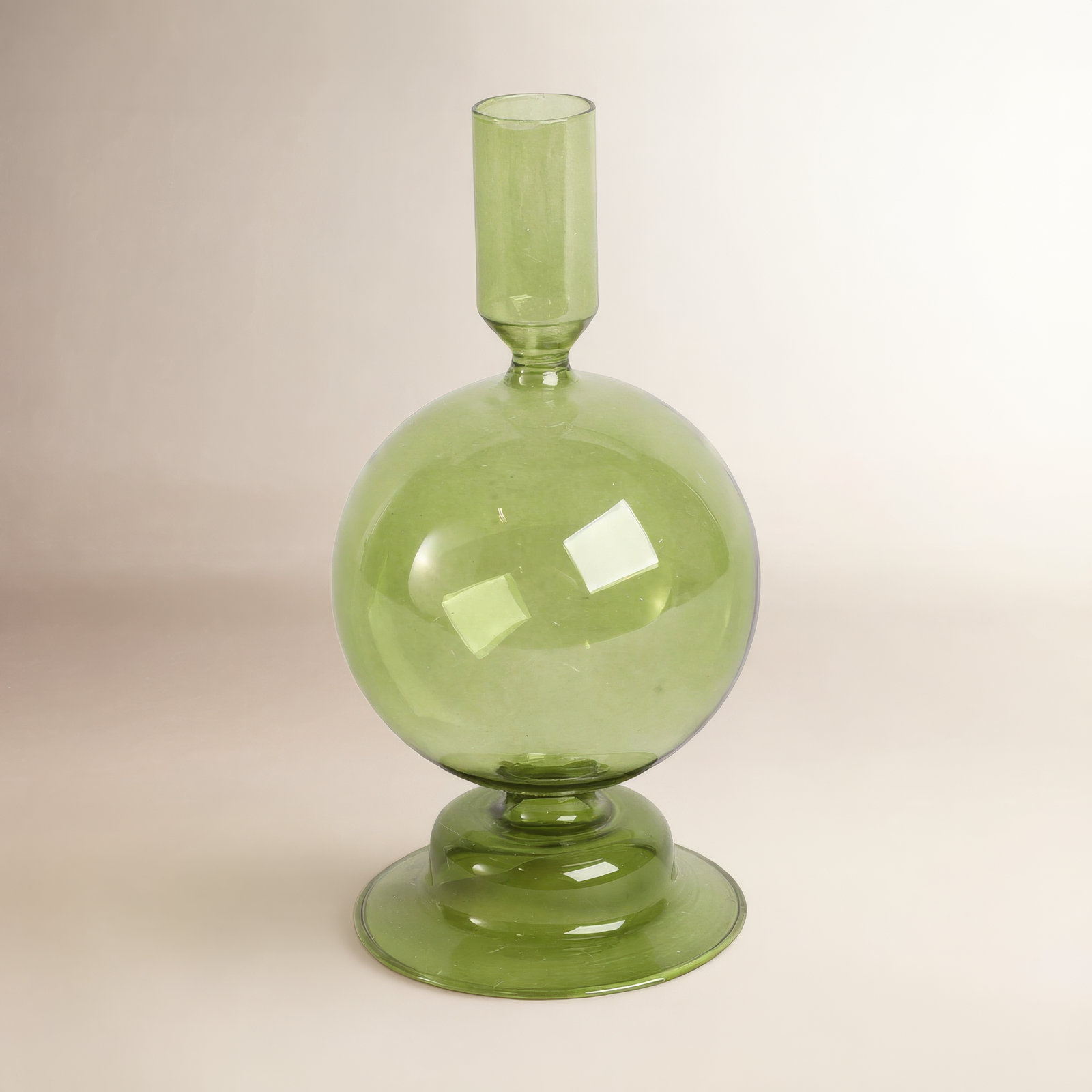 Rupani Glass Candlestick Holder, Green
