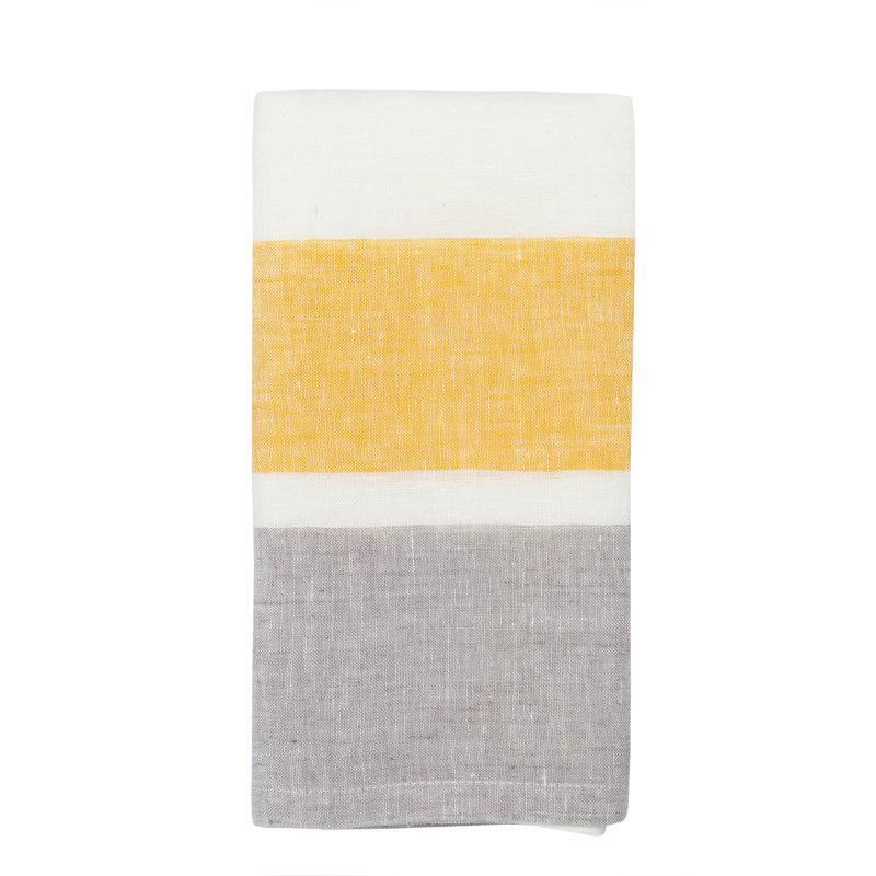 Bold Stripe Striped Tea Towel, Yellow/Gray