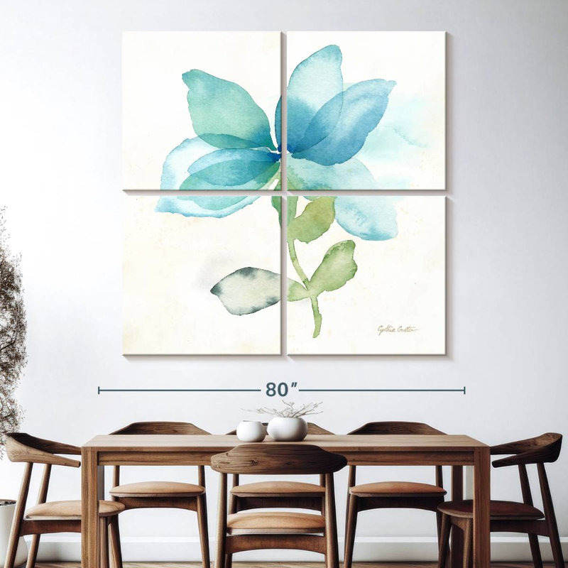 Harnek - coquelicot bleu simple I, H 74 po x l 74 po
