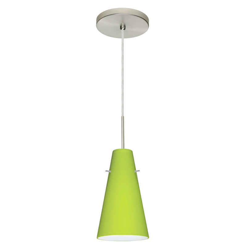 Luminaire suspendu 1 lumière à cône simple Canyon Creek, Nickel satiné