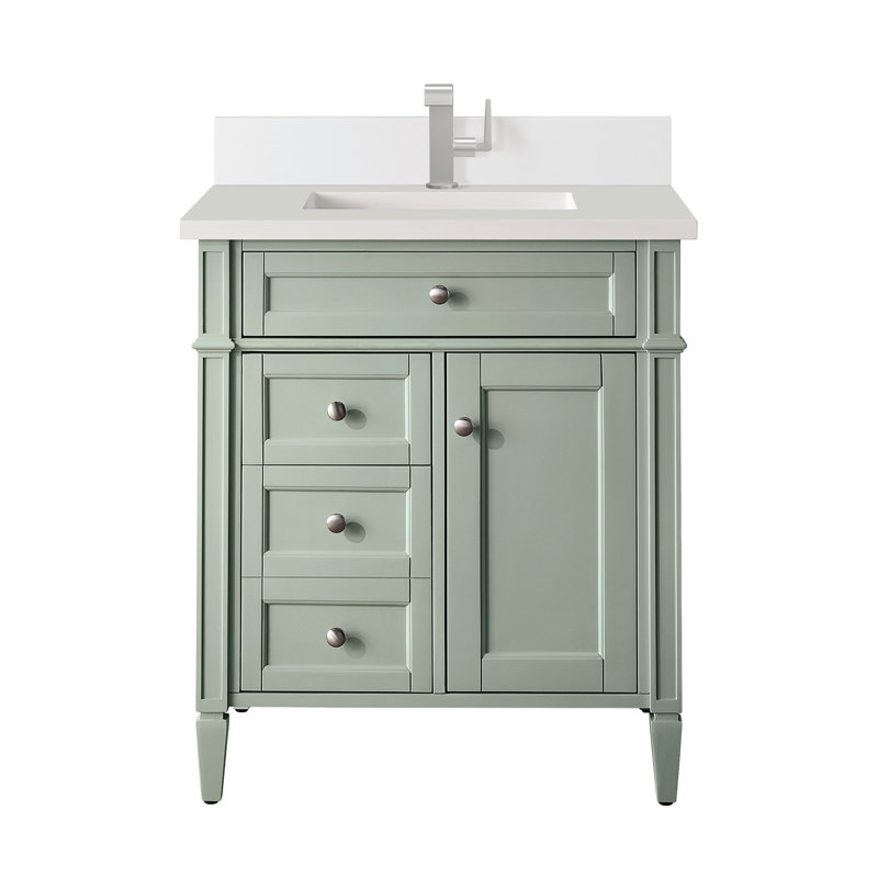 Brittany 30'' W Single Vanity, Sage Green, White Zeus, Single-Hole