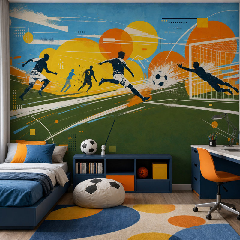 Décoration murale amovible Mid Sports, 160"x108", Peel and Stick