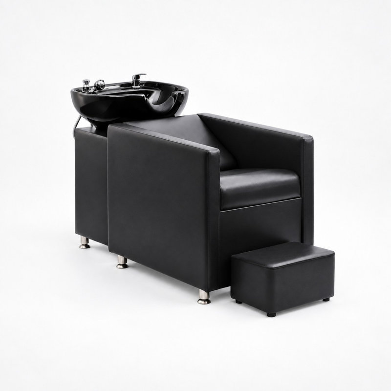 Fauteuil de shampoing haut de gamme, bac à shampoing et ensemble fauteuil pour salon de coiffure, fauteuil de shampoing professionnel avec coussin et éponges à mémoire de forme