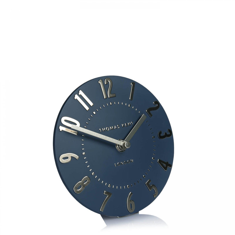 Mulberry Modern & Contemporary Analogue Metal Quartz Movement / Crystal Tabletop Clock, Midnight Blue