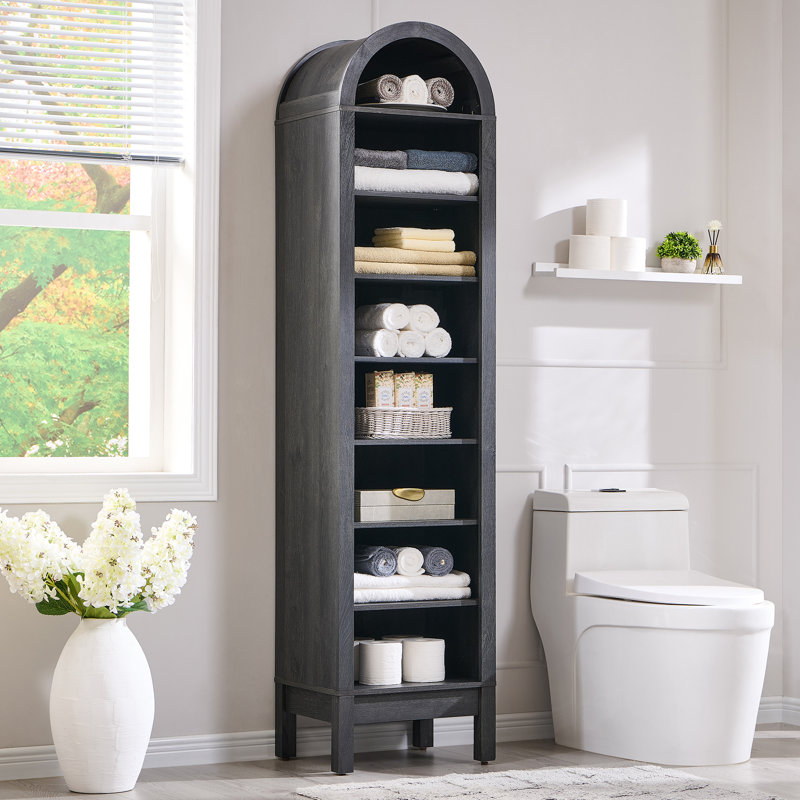 Manufactured Wood Freestanding Bathroom Cabinet, Gray, 70.9" H x 17" W x 13.75" D