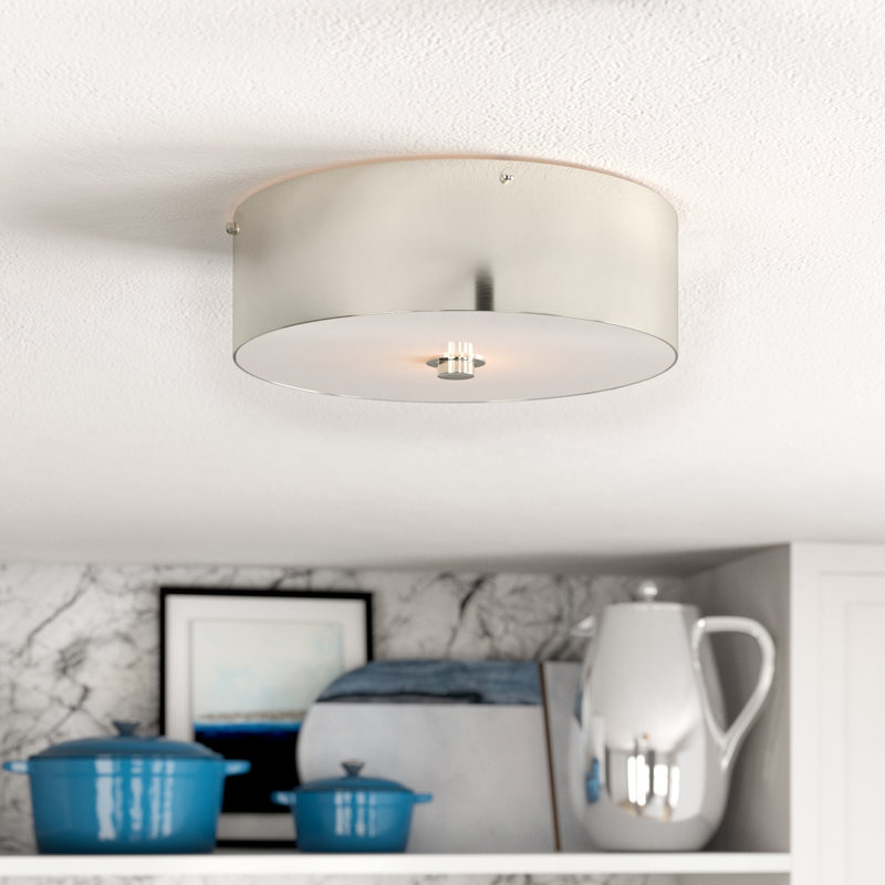 Aujanae 2 -Light 12" Flush Mount, Burnished Nickel/White