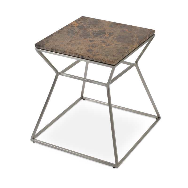 Table de bout en marbre Gakko, Brun, Acier inoxydable