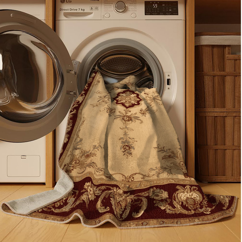 Tapis brun français lavable à la machine, Rectangle 6 pi x 9 pi