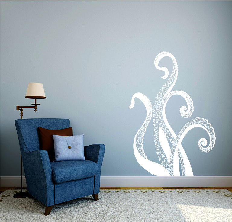 Adhésif décoratif pieuvre, Blanc