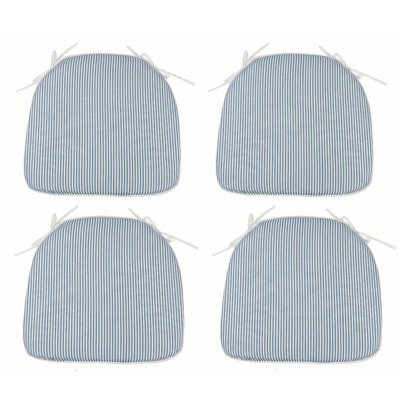 Outdoor Patio Chair Cushions, Polyester, Blue/White Striped