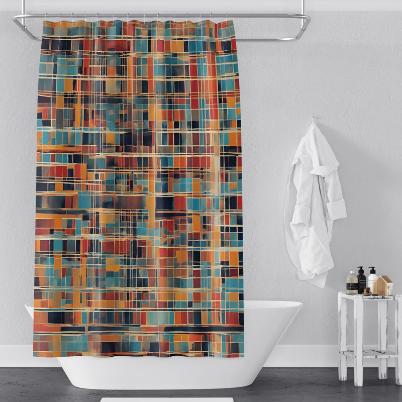 Notte Abstract Shower Curtain, 93" H x 70" W