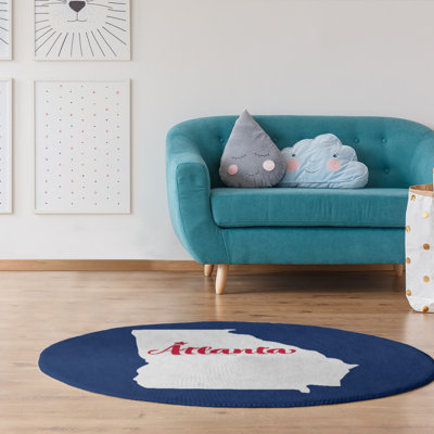 Tapis de couleur bleu en poly chenille en polyester atlanta sports