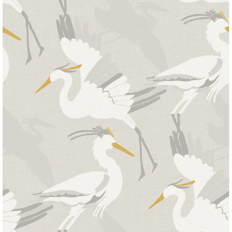 Coastal Wings Taupe Peel and Stick Wallpaper, Beige