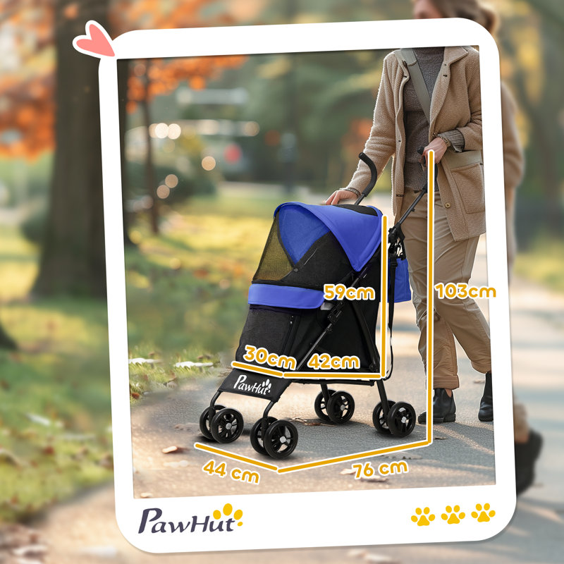 Foldable Pet Jogger Stroller, Dark Blue