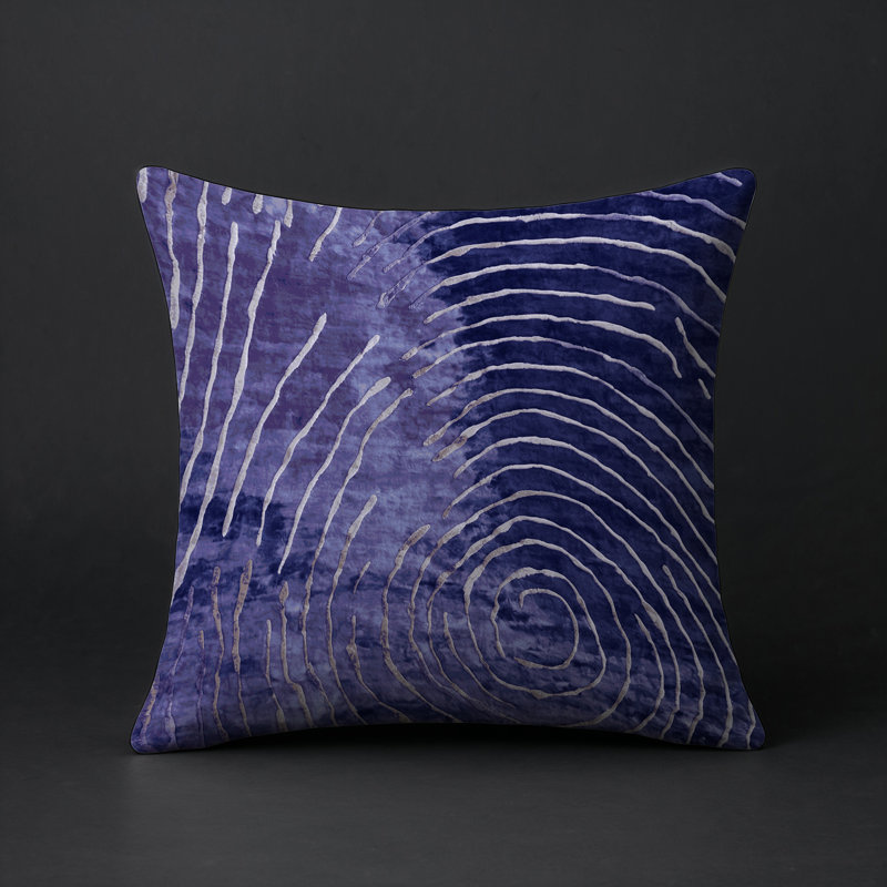 Coussin décoratif intérieur / extérieur gris Modern Modern, Gris / mauve abstrait, Carré 18 po