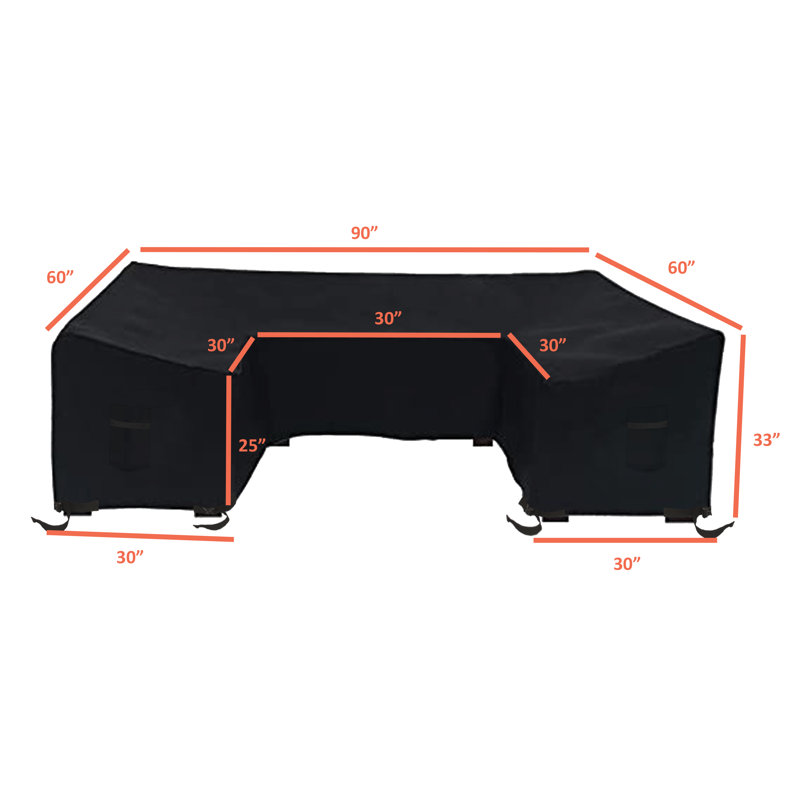 High Density Waterproof U Shaped Patio Sofa Cover, Big Sectional Cough Covers for Living Room, 33" H x 90" W x 30" D