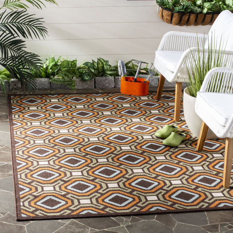 Tapis d'intérieur / extérieur à motif géométrique Amatia Performance, Rectangle 6 pi 7 po x 9 pi 6 po