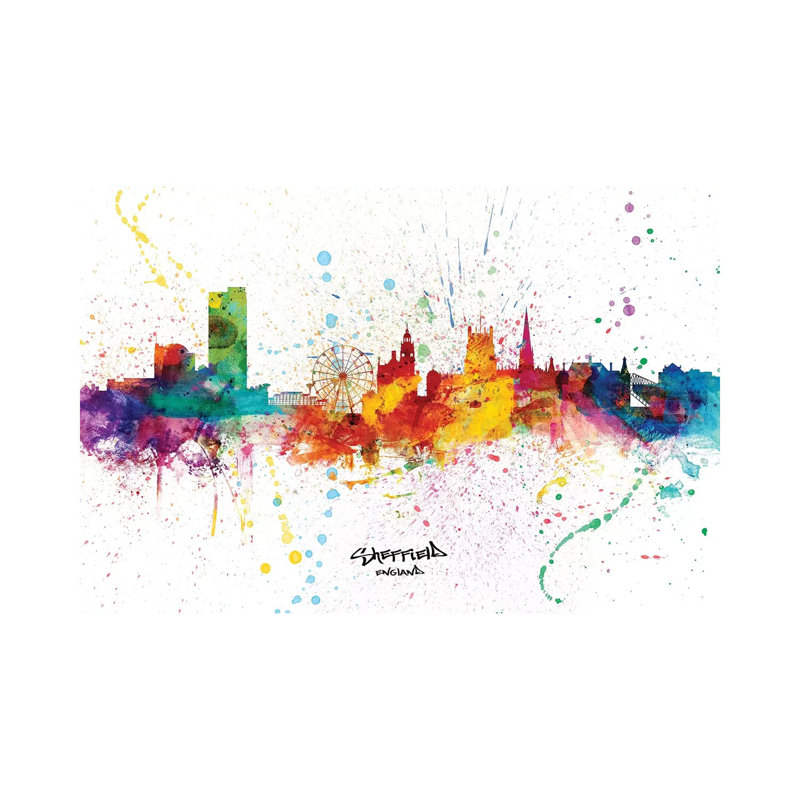 Sheffield England Skyline Splash by Michael Tompsett - Wrapped Canvas Gallery-Wrapped Canvas Giclée